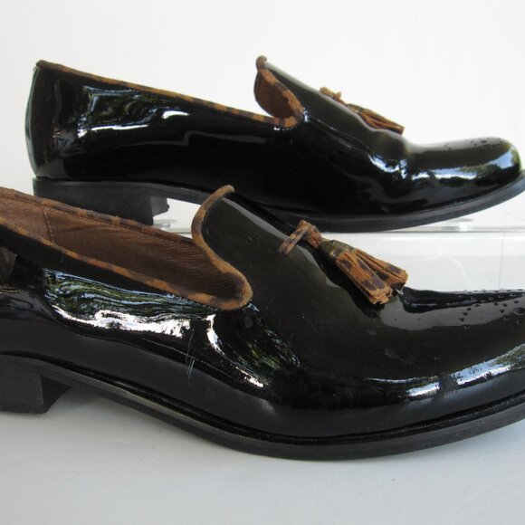Girotti Handmade Slip-On Shoes Black Patent Leather Opera Pumps Mens Size 39 main image 4